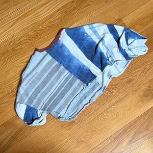 Free People Blue and White Striped Baggy Shirt